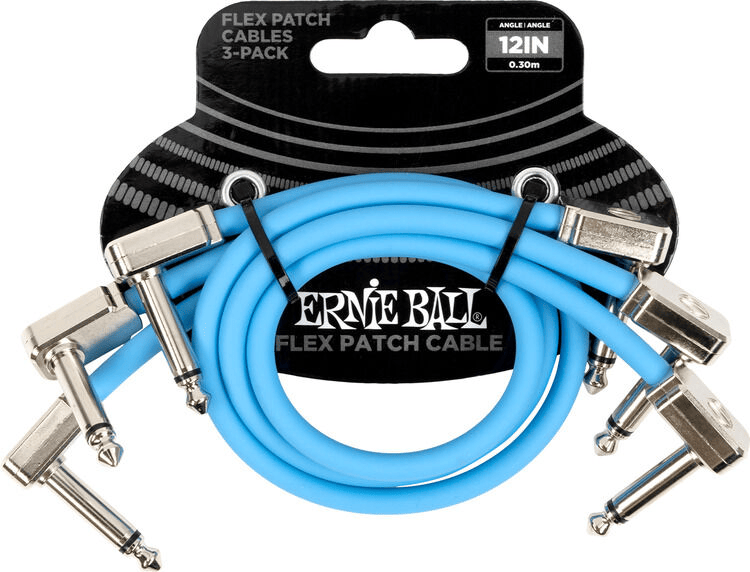 Ernie Ball Flex Patch Cable - 12 inches, Blue, 3-pack
