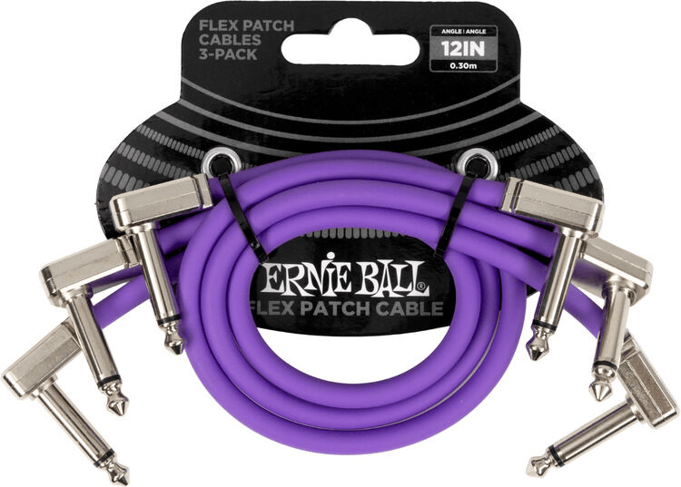 Ernie Ball Flex Patch Cable - 12 inches, Purple, 3-pack