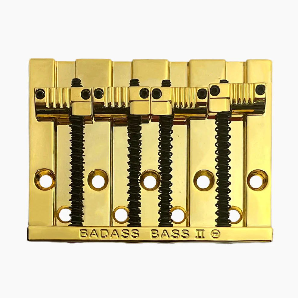 Leo Quan® Badass II™ 4-String Bass Bridge - Grooved Saddles, Gold