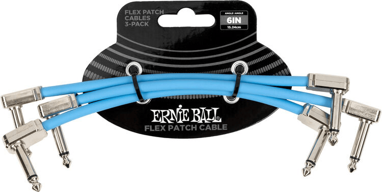 Ernie Ball Flex Patch Cable - 6 inches, Blue, 3-pack