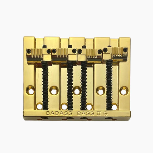 Leo Quan® Badass II™ 4-String Bass Bridge - Grooved Saddles, Gold