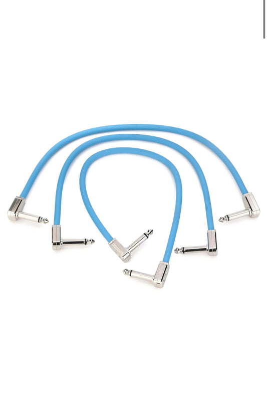 Ernie Ball Flex Patch Cable - 12 inches, Blue, 3-pack