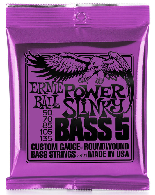 Ernie Ball 2821 Power Slinky Nickel Wound Electric Bass Guitar Strings - .050-.135 5-string